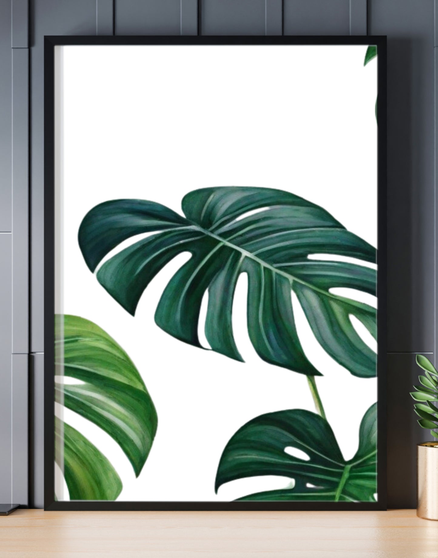 Swiss Cheese Plant Illustration print range A4 Black frame